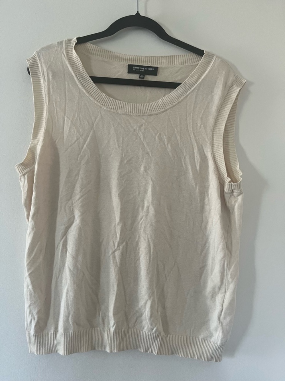 Cream Silk Blend Sleeveless Sweater Top XL Minimalist Capsule Quiet Luxury